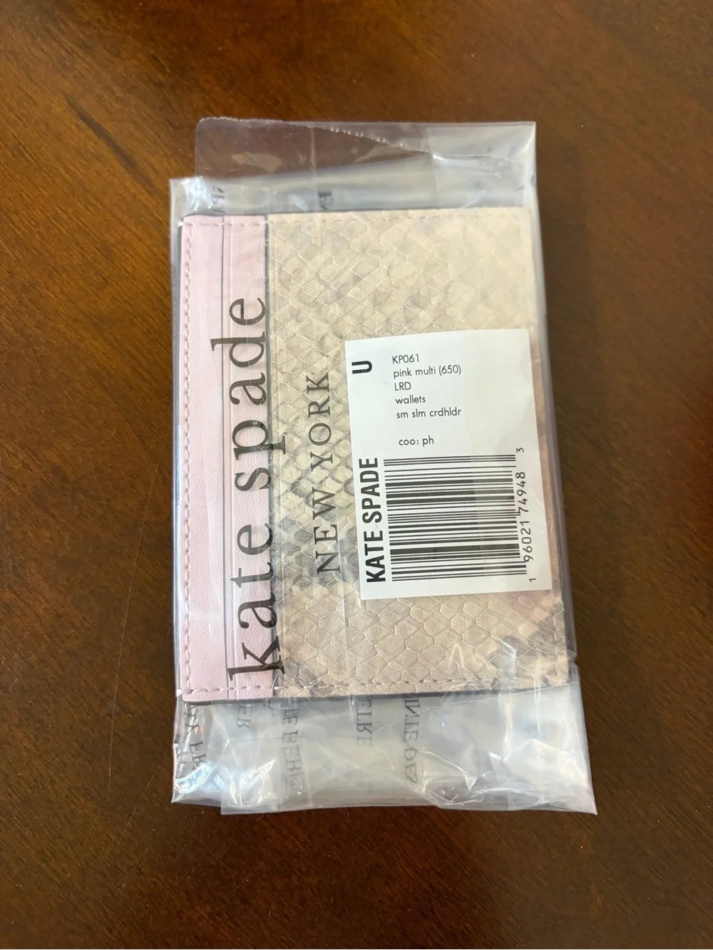 kate spade Pink Snake Small Slim Card Holder